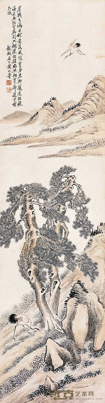 黄山寿  松龄鹤寿 立轴 180×47cm